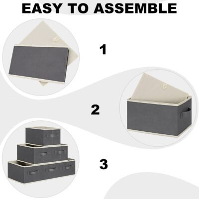 61rF4eP8cqL._AC_SL1400_.jpg LHZK Small Storage Baskets for Shelves 6 Pack, Collapsible Fabric Storage Bins for Shelves, Closet Organizers Bins with Handles (Grey, 11.4"x8.7"x6.7")