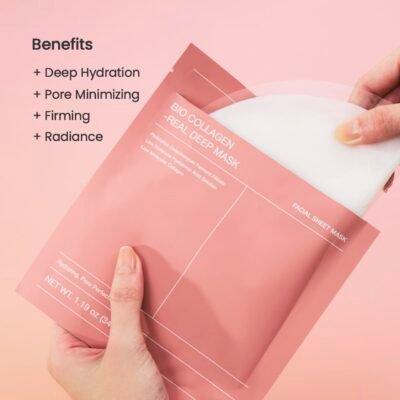 BIODANCE Bio-Collagen Real Deep Mask, Hydrating Overnight Hydrogel Mask, Pore Minimizing, Elasticity Improvement, 34g x4ea