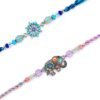 Set of 2 Rakhi for Brother – Premium Evil Eye & Elephant Rakhi Combo with Raksha Bandhan Greeting Card & Roli Chawal | Rakhi for Bhaiya & KSmall Brother | Rakhi Thread from Sister