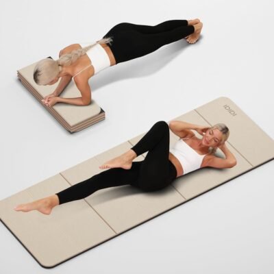 Foldable Yoga Mat Extra Thick 0.32 Inches Eco-Friendly POE Material, Non-Slip Design Fitness Mats, Multi-Purpose Workout Mats For Studio or Home Use (71 x 24 x 0.32 inches）