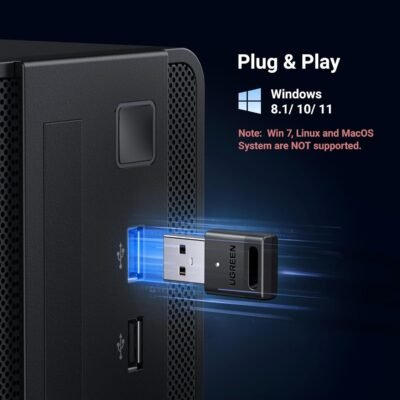 UGREEN USB Bluetooth 5.3 Adapter for PC, Plug & Play for Windows 11/10/8.1, Bluetooth Receiver & Transmitter for Keyboard/Mouse/Headphone/Speakers/Printer