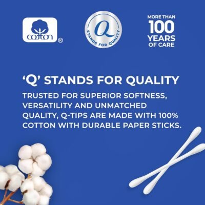 Q-tips Cotton Swabs For Hygiene and Beauty Care Original Cotton Swab Made With 100% Cotton 625 Count, WHITE