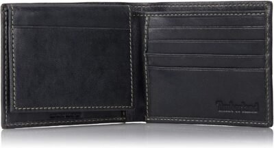 Timberland Men's Leather Wallet With Attached Flip Pocket, Black (Cloudy), One Size