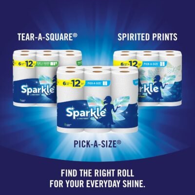 7104tNnFaL._AC_SL1500_.jpg Sparkle Pick-A-Size Paper Towels, 6 Double Rolls = 12 Regular Rolls, Everyday Value Paper Towel With Full And Half Sheets