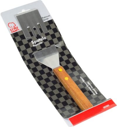 Chef Craft Select Stainless Steel Slotted Wooden Handle Cookie Spatula, 8 inches in length, Natural