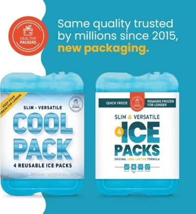 7110lWM3N0L._AC_SL1500_.jpg Healthy Packers Ice Packs for Lunch Boxes & Coolers - Freezer Packs - Original Cool Pack | Cooler Accessories for Beach, Camping & Fishing | Slim & Long-Lasting Reusable Ice Pack for Cooler