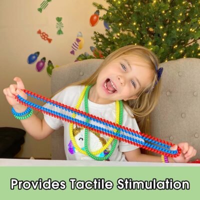 Chew Necklaces Bracelets for Sensory Kids(12 Pack) - Stretchy Coil Necklace Bracelet Set for Children with Autism, SDP, ADHD, ADD - Oral Sensory Chew Toys Reduce Stress and Anxiety