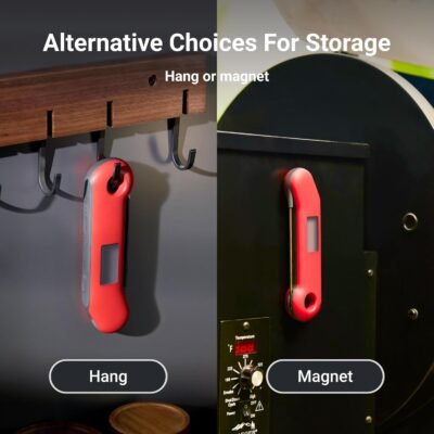 ProfessionaI Meat Thermometer Digital, 3X Faster 0.5 Sec Instant Read, NIST Certified Accuracy ±0.5°F, 100% Waterproof Probe, Auto-Rotate Bright Indicator, for Candy/Grill/BBQ, Red & Gray