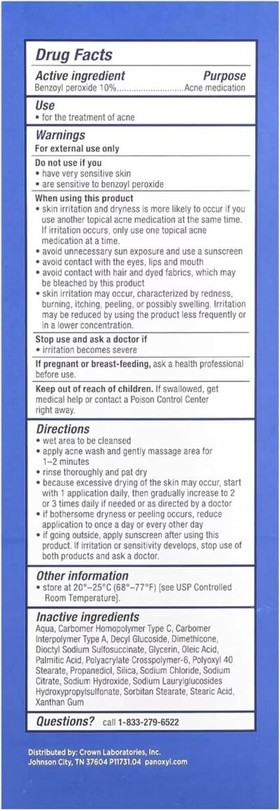 PanOxyl 10% Acne Foaming Wash 5.5 Ounce (Pack of 1)