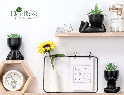 Der Rose 3pcs Fake Succulents Plants Artificial for Black Bathroom Bedroom Home Living Room Decor Aesthetic Indoor