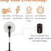 Amazon Basics 16" Pedestal Fan with Remote, Floor Fan, Standing Fan for Bedroom, Living Room, Office, with 3 Speeds, 3 Modes, Timer, Dual-Layered Blades, Adjustable Height, Tilt Head, 60W, Black