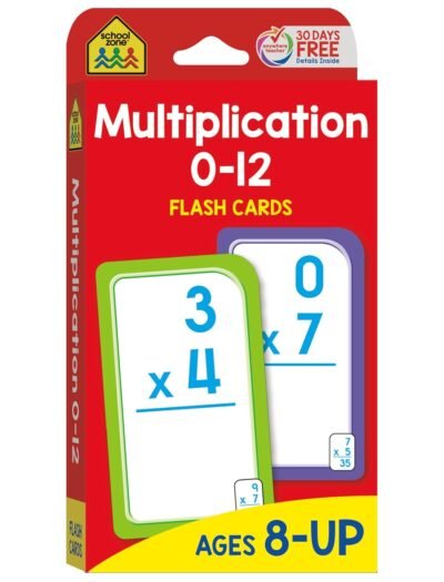 715AP6HQifL._SL1500_.jpg School Zone Multiplication 0-12 Flash Cards: 56 Math Cards, 3rd Grade, 4th Grade, Elementary Math, Multiplication Facts, Common Core, Ages 8+, Packaging May Vary