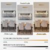Modern Linear Chandelier Gold Linear Pendant Light Fixture, LED Dimmable Island Chandelier for Kitchen Island, Dining Room, and Living Room, Easy to Install.