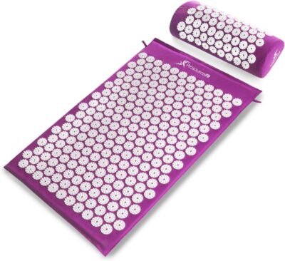 715tiJBhF4L._AC_SL1500_.jpg ProsourceFit Acupressure Mat and Pillow Set for Back/Neck Pain Relief and Muscle Relaxation, Grey