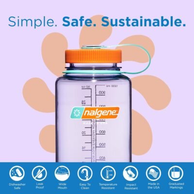715z1ACxMRL._AC_SL1500_.jpg Nalgene Sustain Tritan BPA-Free Water Bottle Made with Material Derived From 50% Plastic Waste (using ISCC certified mass balance), 32 OZ, Wide Mouth, Amethyst