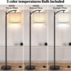 ROTTOGOON Floor Lamp for Living Room with 3 Color Temperatures LED Bulb, Standing Lamp Tall Industrial Floor Lamp Reading for Bedroom, Office (9W LED Bulb, Beige Lampshade Included) -Black