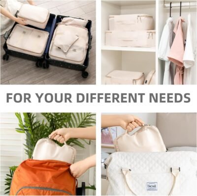 BAGAIL 8 Set Packing Cubes Luggage Packing Organizers for Travel Accessories-Cream