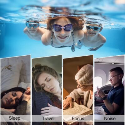 Swimming Ear Plugs for Adults,3 Pairs Waterproof Reusable Silicone Swim Earplugs for Swimming Surfing Snorkeling Showering and Water Pool,Beach,Ocean (Adults & Teens 14+)