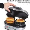 Hamilton Beach Dual Breakfast Sandwich Maker with Timer, Ready in 5 Minutes, Removable Dishwasher Safe PFAS-Free Non-Stick Egg Cooker Ring, Silver (25490MNA)