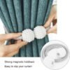 Pinowu [2 Pack] Magnetic Curtain Tiebacks Convenient Drape Tie Backs,Pearl Decorative Rope Holdback Holder for Small, Thin or Sheer Window Drapries (Gray)…