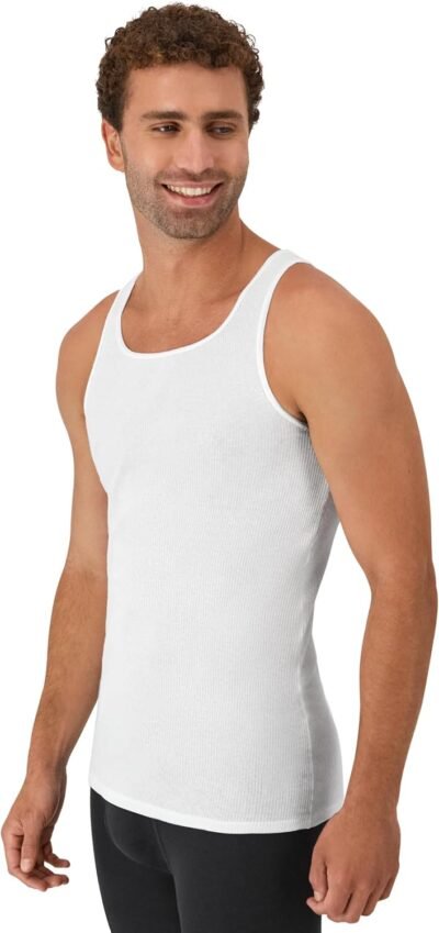 Hanes Men's, Moisture-Wicking Ribbed, Lightweight Cotton Tank Undershirts, Multi-Pack