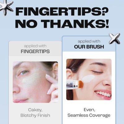 Blanc Cover Cream Stick V White - Korean Color-Changing Foundation Stick with Volufiline - Medium to Full Coverage Dewy Finish Base Makeup - Dual-Ended with Detachable Brush (202 Natural)
