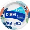 Dixie Medium Paper Plates, 8.5 Inch, 90 Count, 2X Stronger*, Microwave-Safe, Soak-Proof, Cut Resistant, Disposable Plates For Everyday Breakfast, Lunch, & Dinner Meals