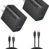 Anker iPhone 16 Charger, 2-Pack 20W Fast USB C Charger Block, for iPhone 16/16 Pro Max/15 Series/iPad Pro and More (Black, 2 Pack & 2 Cable)