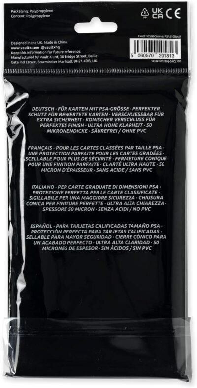 Vault X Graded Trading Card Slab Sleeves, Exact Fit Bags for PSA, MGC, CGC, UGC, GG and Other Similar Sized Cases, Collectible Card Games, Sports, TCG (100 Pack)
