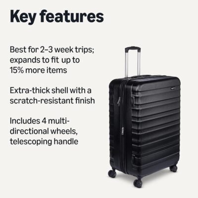 71CVHah20RL._AC_SL1500_.jpg Amazon Basics 30" Hardside Large Checked Luggage, Hardshell Suitcase With Wheels, Expandable For Up to 15% More Space, With Scratch-Resistant Surface, Four Multi-directional Wheels, Black