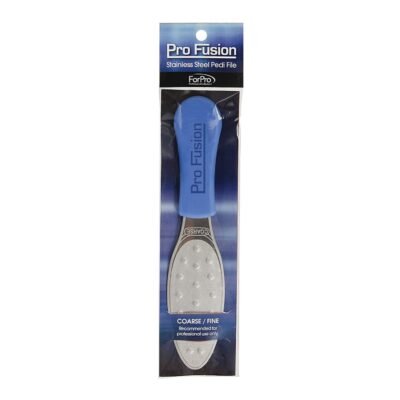 ForPro Pro Fusion Stainless Steel Pedi File - Coarse, Double-Sided Professional Quality - Blue Handle Pedicure File for Heels and Feet - 8.25” L