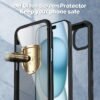 CENHUFO Privacy for iPhone 15 Case, Full Body Phone Case with Built-in 9H Tempered Glass Privacy Screen Protector and Camera Lens Protector, Anti Peep Spy Shockproof Bumper Clear Cover - Black