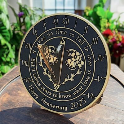 Anniversary Sundial Gift for Any Wedding Anniversary in 2025 - What Love is - Recycled Metal Home Decor Or Garden Present Idea - Handmade in UK for Him, Her Parents Or Couples Celebration