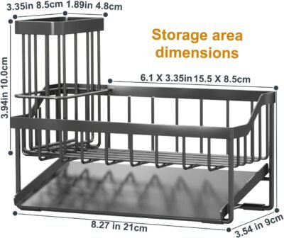 71EpRHQ2IGL._AC_SL1500_.jpg Vanwood Sink Caddy Sponge Holder for Kitchen Sink with Brush Holder, Kitchen Cocina Organizer and Storage Dish Soap Sponge Caddy with Auto Stainless Steel Draining Tray for Counter