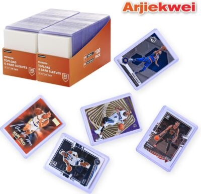 400 Card Sleeves Top Loaders for Cards, Arjiekwei 3"X4" Baseball Card Protectors Hard Plastic, Premium Toploaders Card Holder for Trading Sports Football Game Cards(200 Top Loaders + 200 Card Sleeves)