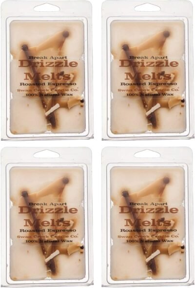 Swan Creek Roasted Espresso 5.25oz Drizzle Melts 4-Pack | Soy Wax Melts Herbal Fragrance for The Home | Coffee Scented Break Apart Soybean Wax | Made in The USA