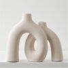 Hug Donut Decorative Vase Set - Modern Nordic Boho Style Vases Home Decor, Matte Ceramic Decorations for Living Room Shelf, Bookshelf Mantle Entryway Table or Console Décor (Cream White)