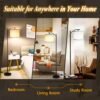 ROTTOGOON Floor Lamp for Living Room with 3 Color Temperatures LED Bulb, Standing Lamp Tall Industrial Floor Lamp Reading for Bedroom, Office (9W LED Bulb, Beige Lampshade Included) -Black