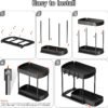 2 Pack Multi-Purpose Pull-Out Storage Organizers, Under Sink Organizers and Storage for Bathroom & Kitchen, Under Cabinet Organizers and storage, 12.8 Inch, Black