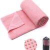 Eunzel 2 Pack Hot Yoga Towel with Grip Dot, Non Slip Yoga Mat Towe Sweat Absorbent Towel for Hot Yoga,Bikram, Pilates and Fitness 72" x 24", Pink
