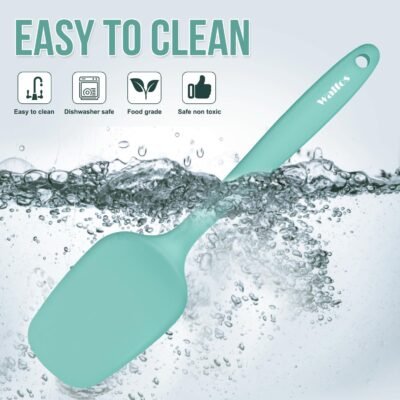 71KiD-5Cm-L._AC_SL1500_.jpg Walfos Silicone Spatula - 600°F High Heat Resistant Kitchen Spoon Spatulas(set of 5), Strong Steel Core and One-Pieces Design, For Cooking Mixing & Baking - BPA Free and Dishwasher Safe (Teal/Aqua)