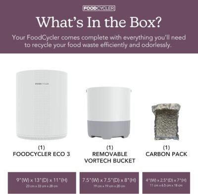 71KnNuuWCdL._AC_SL1500_.jpg Eco 3 Compact Kitchen Food Recycler | Indoor Composter Bin Alternative | Electric Countertop Food Waste Disposer with Odorless 3.5L Indoor Food Waste Bin for Easy Waste Management | White