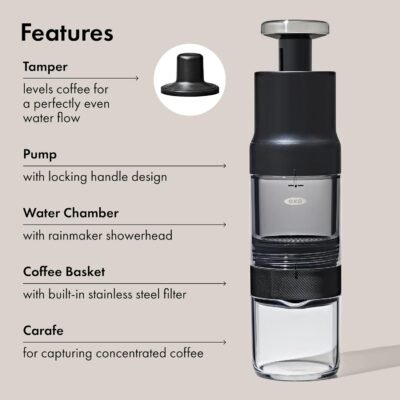 OXO Brew Rapid Brewer - Portable Coffee Maker, Fast Manual Hot & Cold Brew, Small Handheld Brewer, Compact Travel Coffee Maker