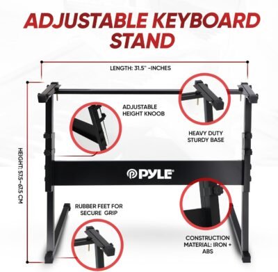 PYLE 61 Key Electric Keyboard Piano, Music Keyboard, LCD Display, Portable Design, Karaoke Function, Includes Headphones, Stand, Stool, Book Rack, Perfect for Beginners