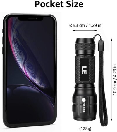 Lighting EVER LED Flashlights High Lumens, Small Flashlight, Waterproof, Adjustable Focus Flash Light for Outdoor, Emergency, AAA Batteries Included, Tactical & Camping Accessories