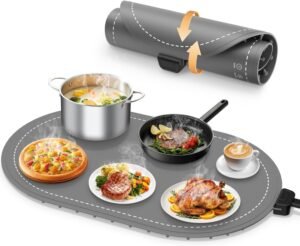 Warming Mat for Food with Adjustable Temperature Timer,10S Fast Heating Silicone Food Warmers for Parties Buffet and Home Daily,Food Warming Mat with Insulating Pad Raised Feet Protects Table