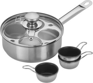 Demeyere Resto 18/10 Stainless Steel Stovetop Egg Poacher Set, 4 Removable Cups, Induction Compatible, Dishwasher Safe