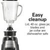 Hamilton Beach Power Elite Wave Action Blender For Smoothies, 40 Oz Glass Jar, 12 Functions Including Puree, Crush Ice, 700 Watts - Black (58148A)