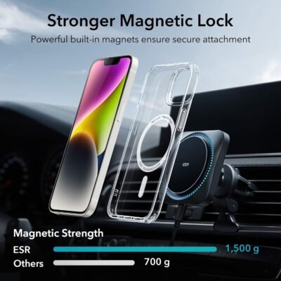 ESR for iPhone 14/iPhone 13 Case, Compatible with MagSafe, Classic Hybrid Magnetic Mobile Phone Case iPhone 14/13 Case, Military Standard, Drop Protection, Clear