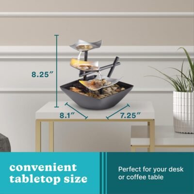 71OnEKSwIsL._AC_SL1500_.jpg Homedics Tabletop Water Fountain, Home Décor Soothing Sound Machine - Automatic Pump, Deep Basin & Natural River Rocks. Indoor Zen Relaxation for Office, Living Room, or Bedroom, 8.25” Tall